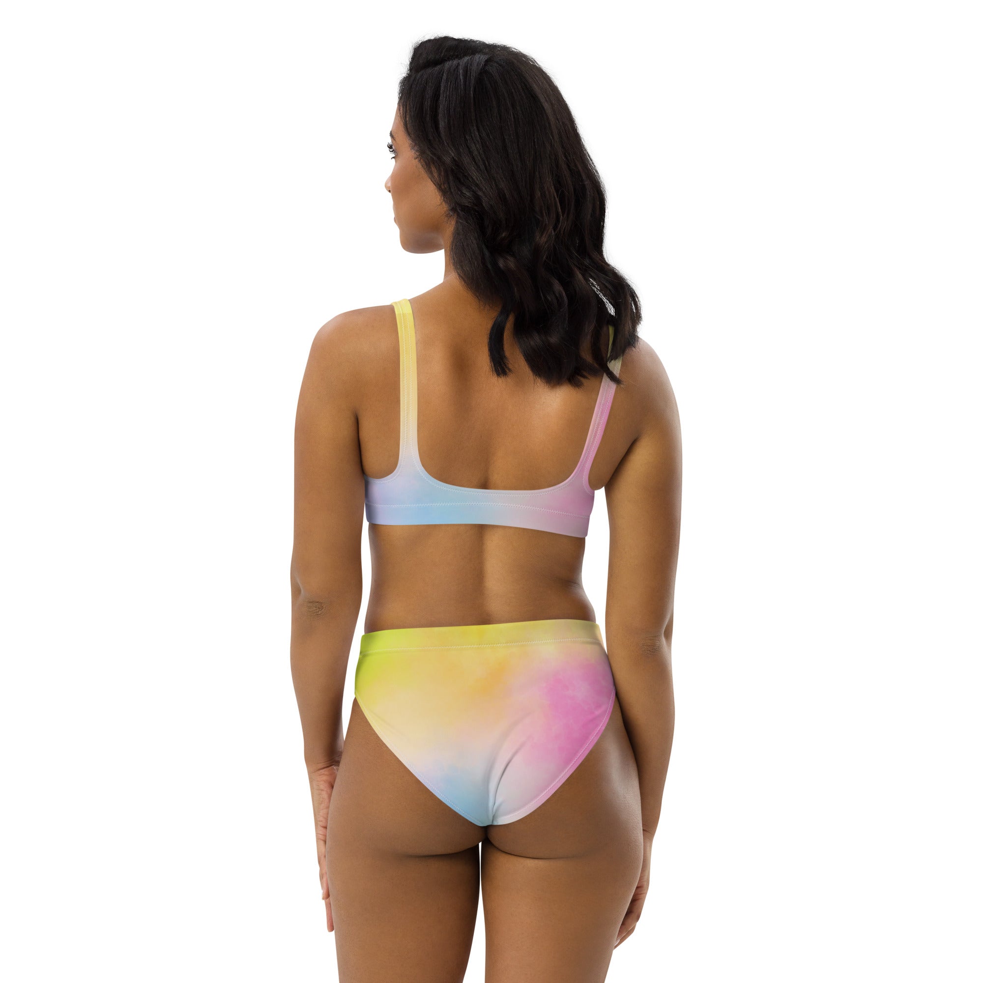 Women's Colorful Pastel Watercolor Recycled Bikini - Removable Padding, Buttery Soft Quick-Drying UPF 50+ Fabric