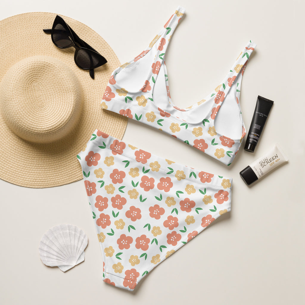 Women's Summer Floral Recycled Bikini - Removable Padding, Buttery Soft Quick-Drying UPF 50+ Fabric