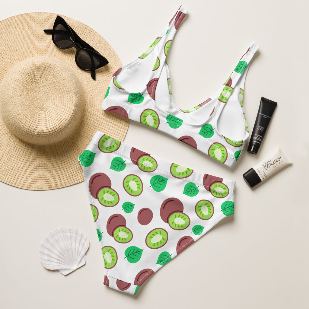 Women's Kiwi Fruit Recycled Bikini - Removable Padding, Buttery Soft Quick-Drying UPF 50+ Fabric