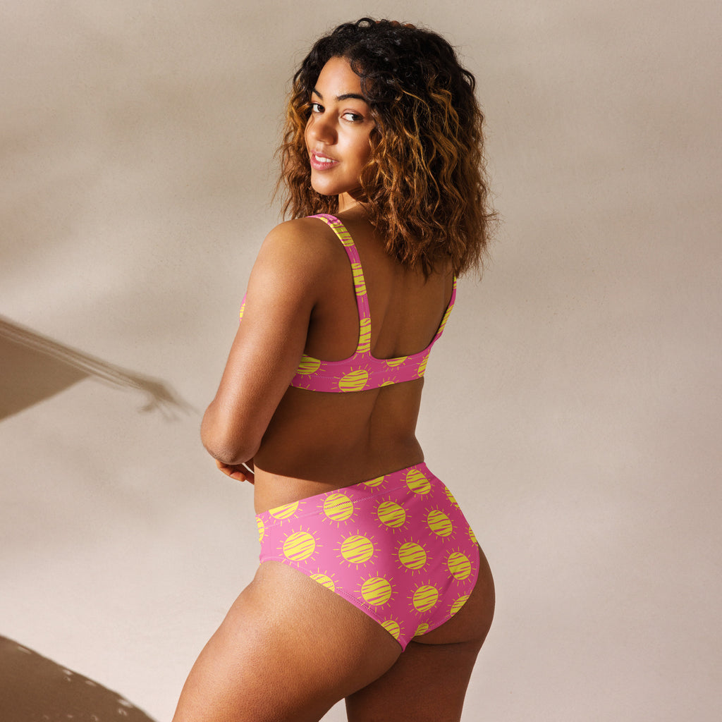 Women's Pink Sunshine Recycled Bikini - Removable Padding, Buttery Soft Quick-Drying UPF 50+ Fabric