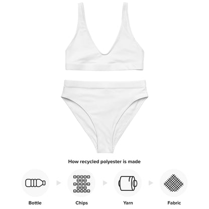 Women's White Padded Recycled Bikini - Quick Drying Fabric With UPF 50+