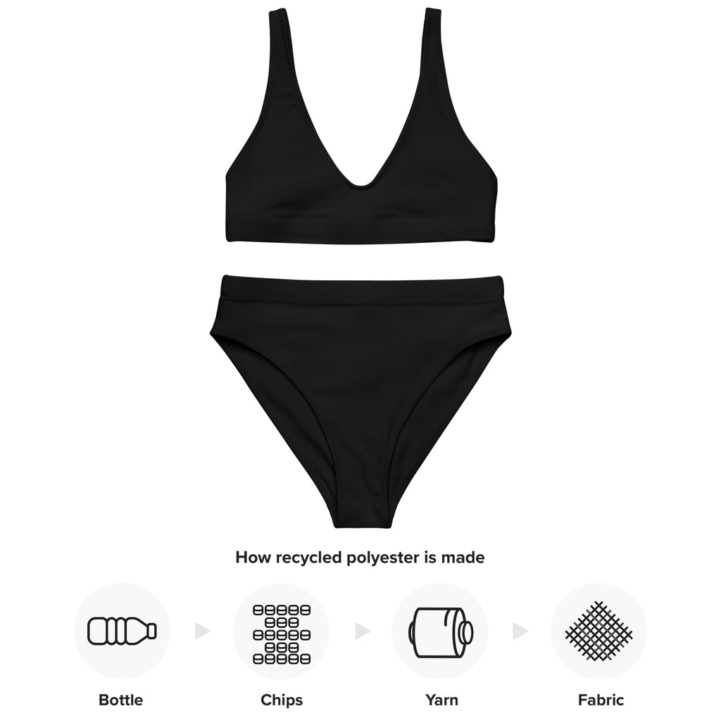 Women's Black Padded Recycled Bikini - Quick Drying Fabric With UPF 50+