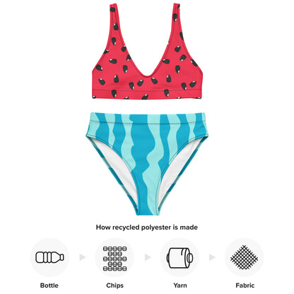 Women's Watermelon Padded Recycled Bikini - Quick Drying Fabric With UPF 50+