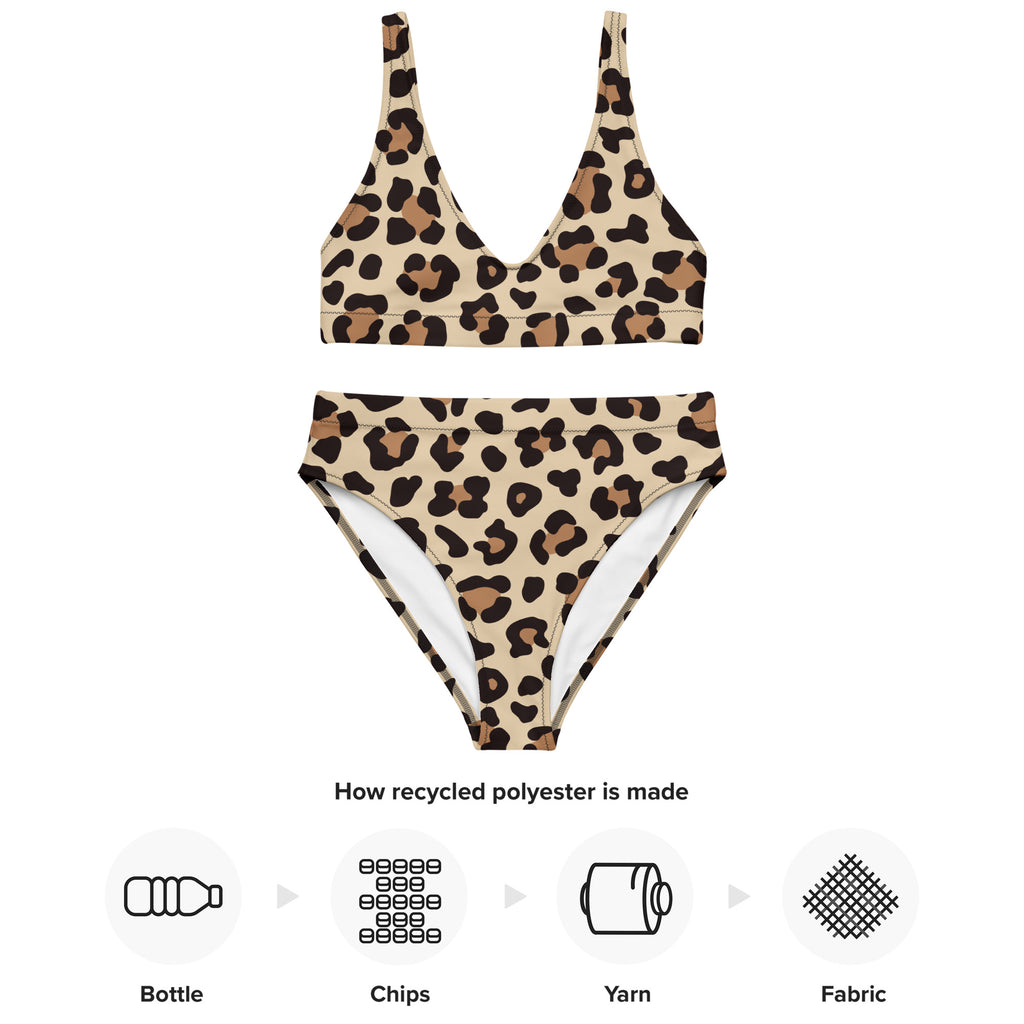 Women's Leopard Print Padded Recycled Bikini - Quick Drying Fabric With UPF 50+