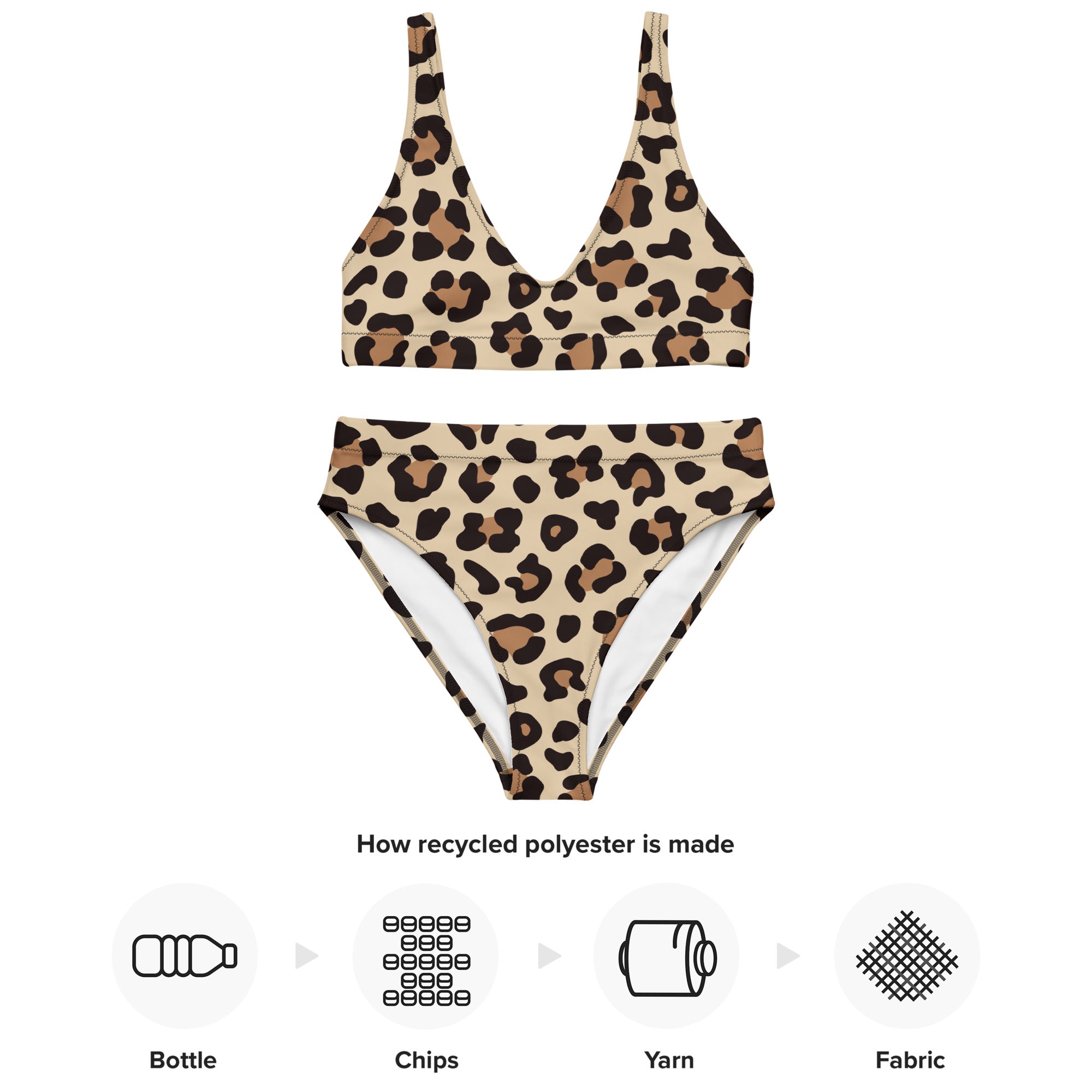 Women's Leopard Print Padded Recycled Bikini - Quick Drying Fabric With UPF 50+
