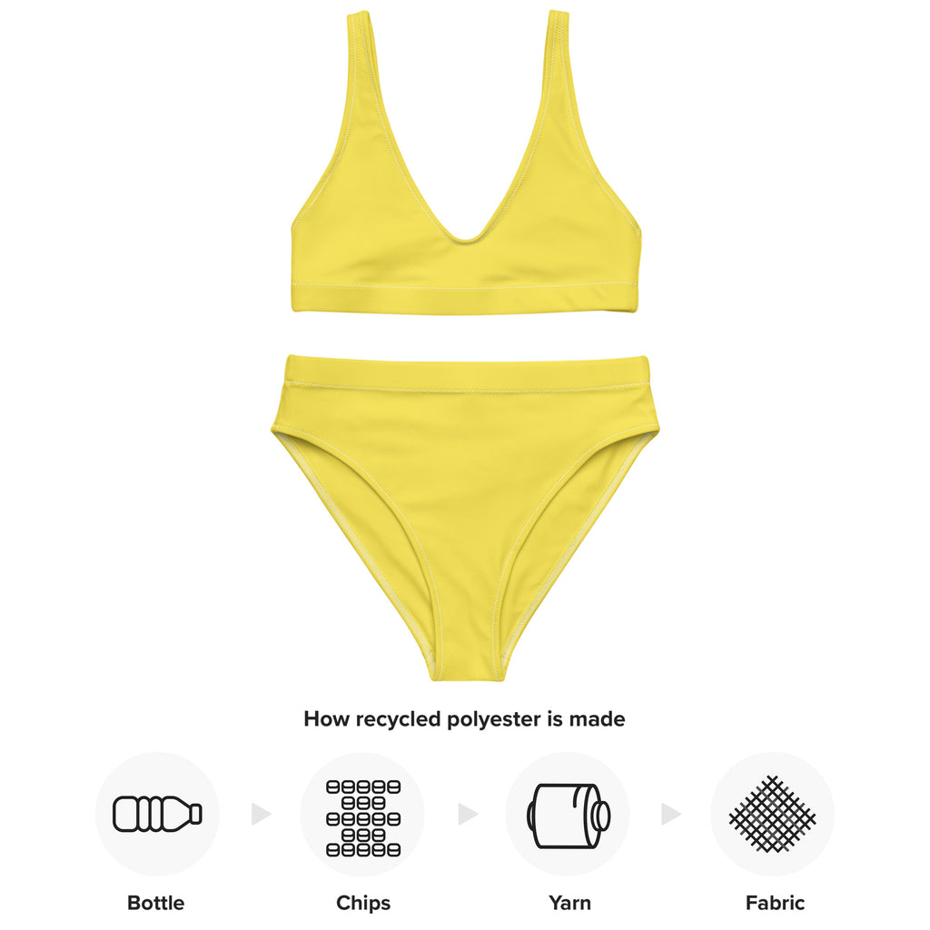 Women's Yellow Padded Recycled Bikini - Quick Drying Fabric With UPF 50+