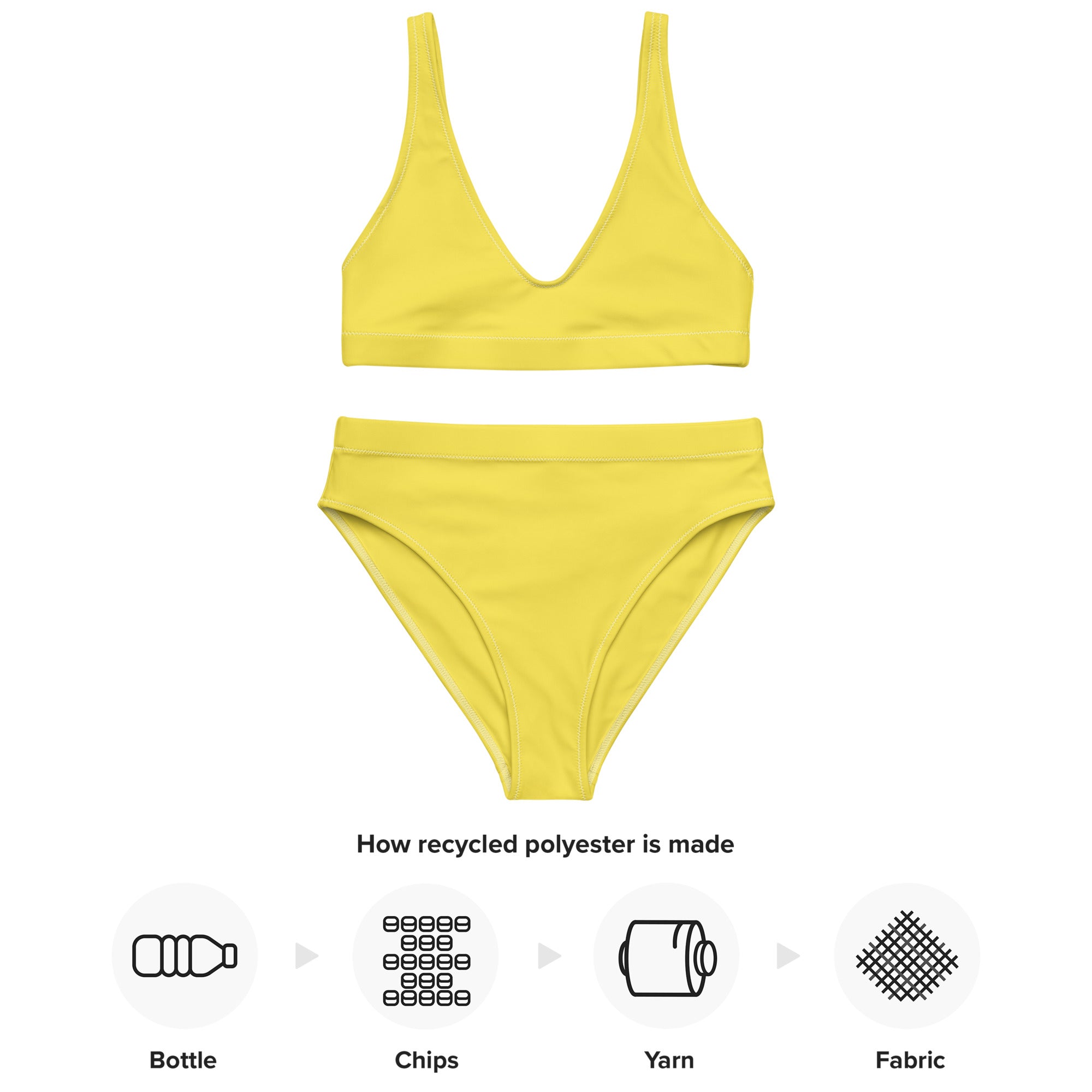 Women's Yellow Padded Recycled Bikini - Quick Drying Fabric With UPF 50+