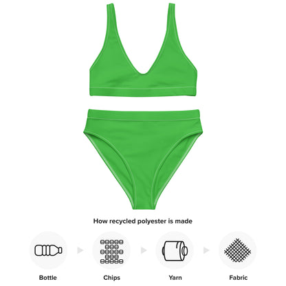 Women's Green Padded Recycled Bikini - Quick Drying Fabric With UPF 50+