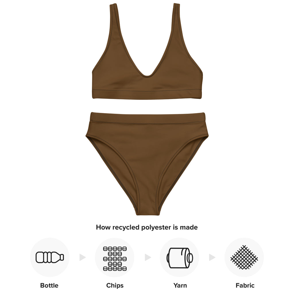 Women's Brown Padded Recycled Bikini - Quick Drying Fabric With UPF 50+
