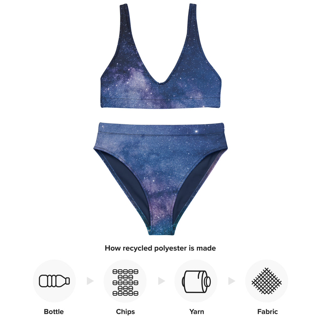 Women's Realistic Galaxy Padded Recycled Bikini - Quick Drying Fabric With UPF 50+