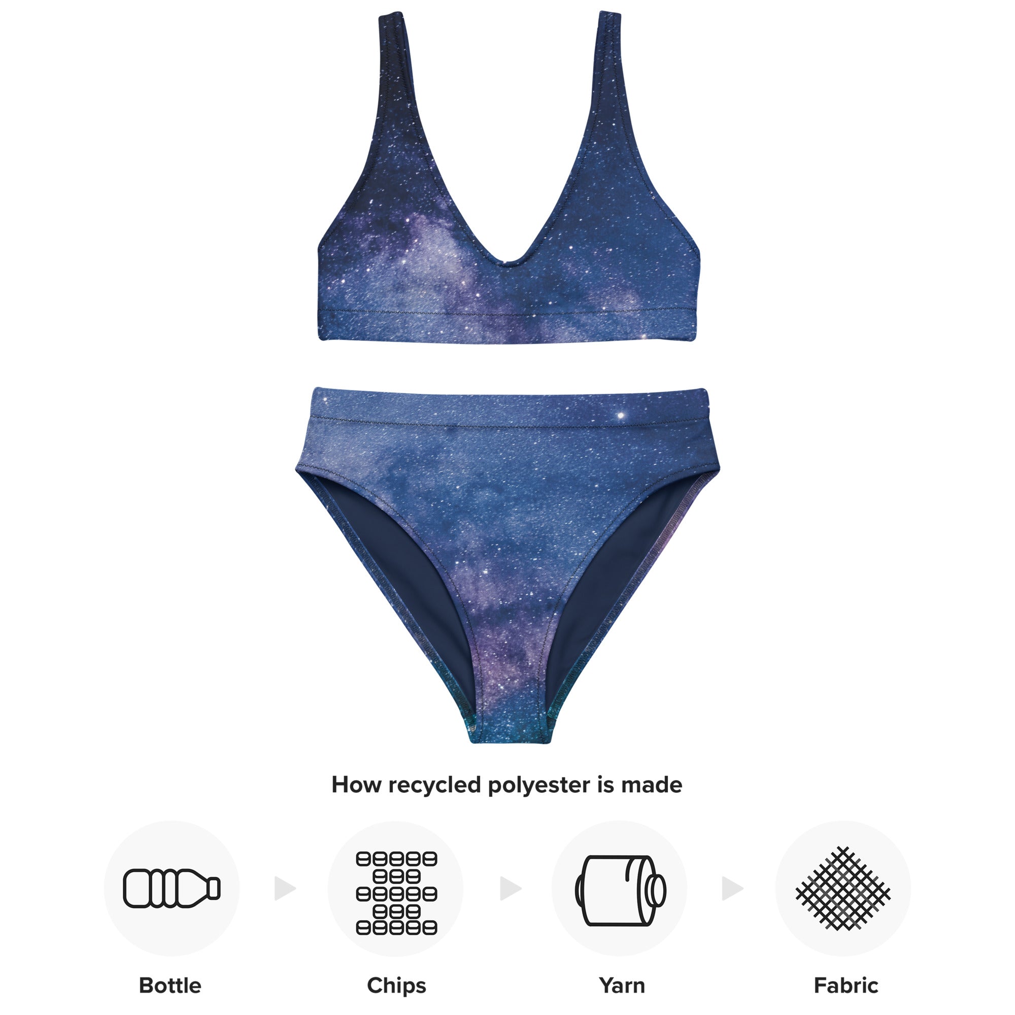 Women's Realistic Galaxy Padded Recycled Bikini - Quick Drying Fabric With UPF 50+
