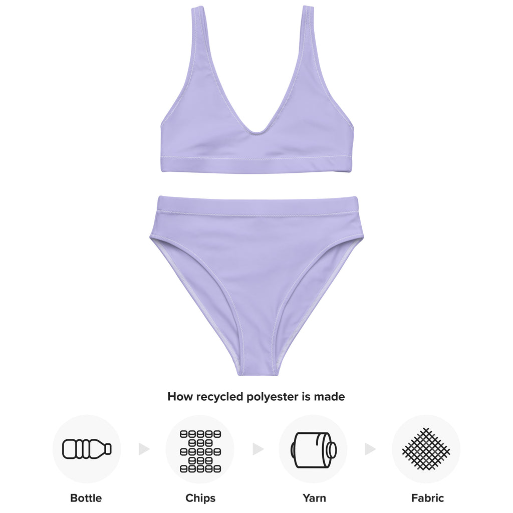 Women’s light purple minimalist two-piece bikini set made from recycled polyester with padded quick drying fabric and upf 50+