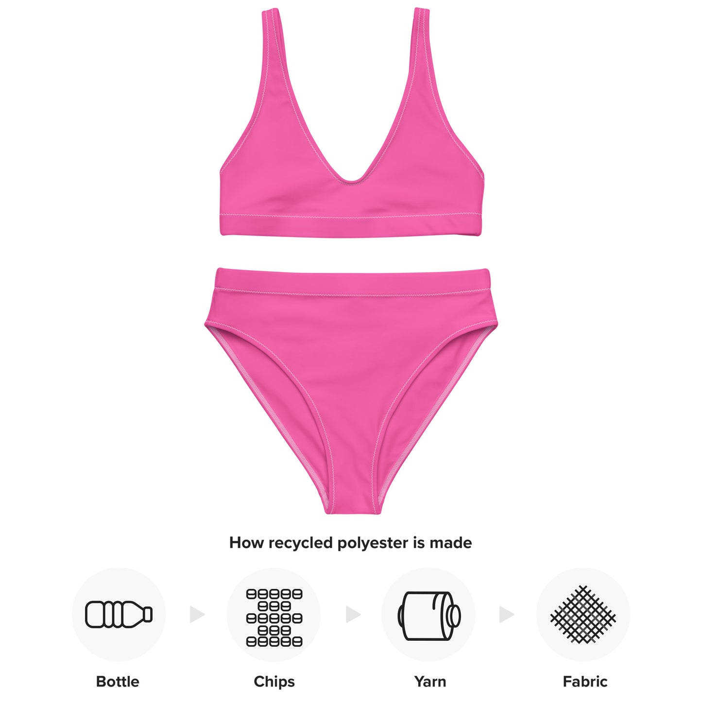 Women's Hot Pink Padded Recycled Bikini - Quick Drying Fabric With UPF 50+