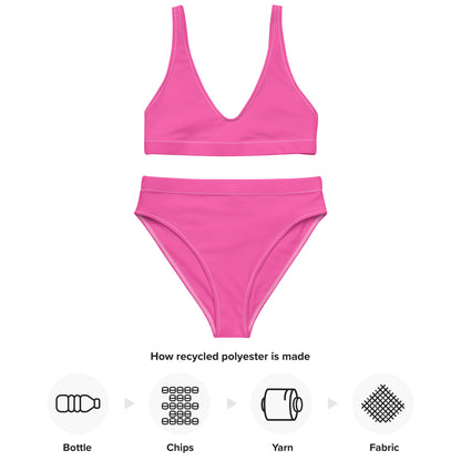 Women's Hot Pink Padded Recycled Bikini - Quick Drying Fabric With UPF 50+