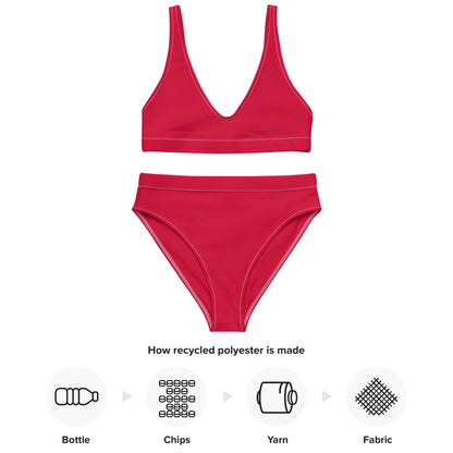 Women's Crimson Pink Padded Recycled Bikini - Quick Drying Fabric With UPF 50+