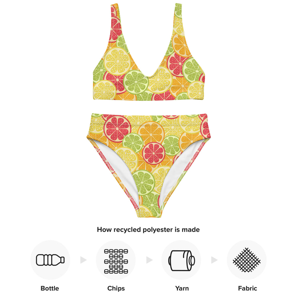 Women's Citrus Fruit Padded Recycled Bikini - Quick Drying Fabric With UPF 50+