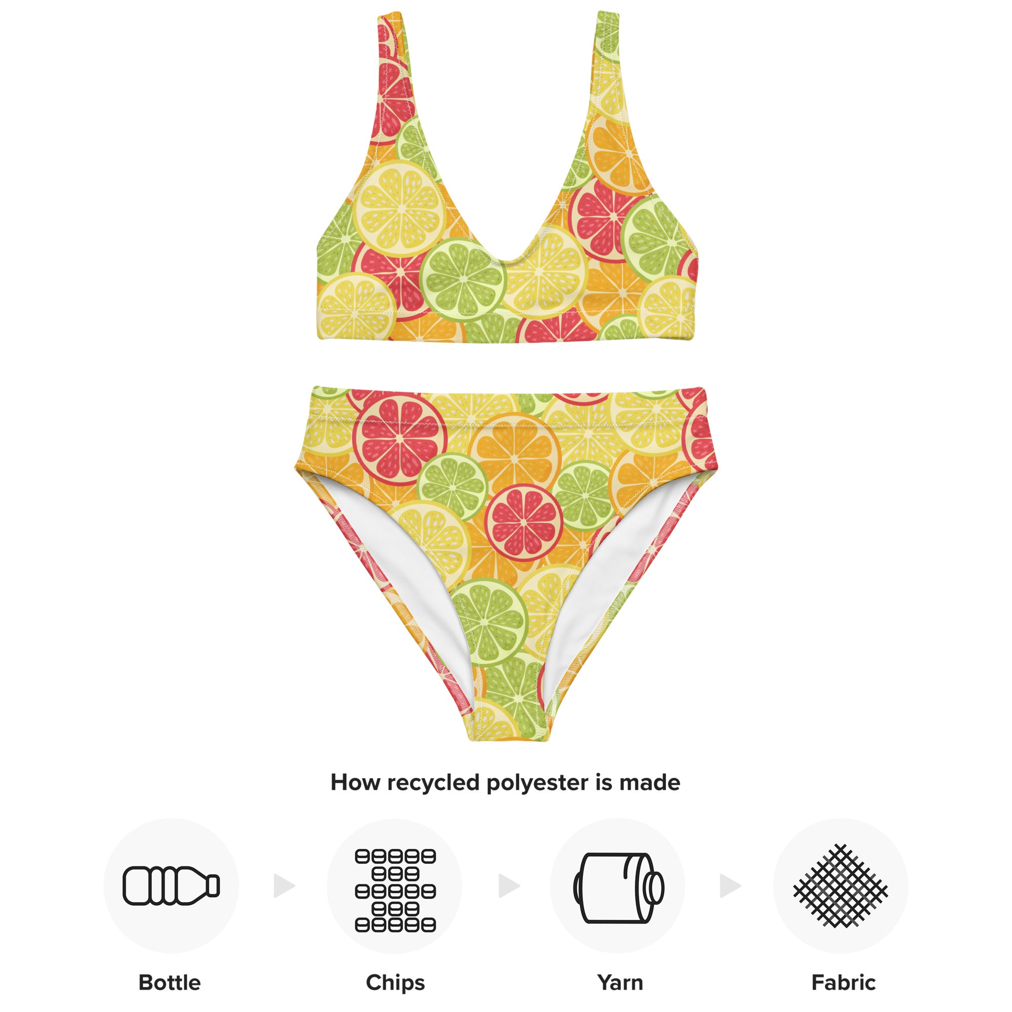 Women's Citrus Fruit Padded Recycled Bikini - Quick Drying Fabric With UPF 50+