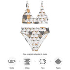 Women's Kawaii Cat Face Padded Recycled Bikini - Quick Drying Fabric With UPF 50+