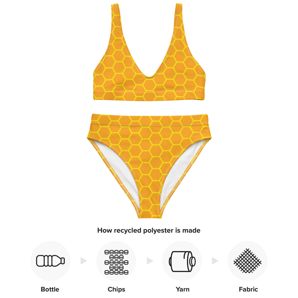 Women's Honeycomb Padded Recycled Bikini - Quick Drying Fabric With UPF 50+