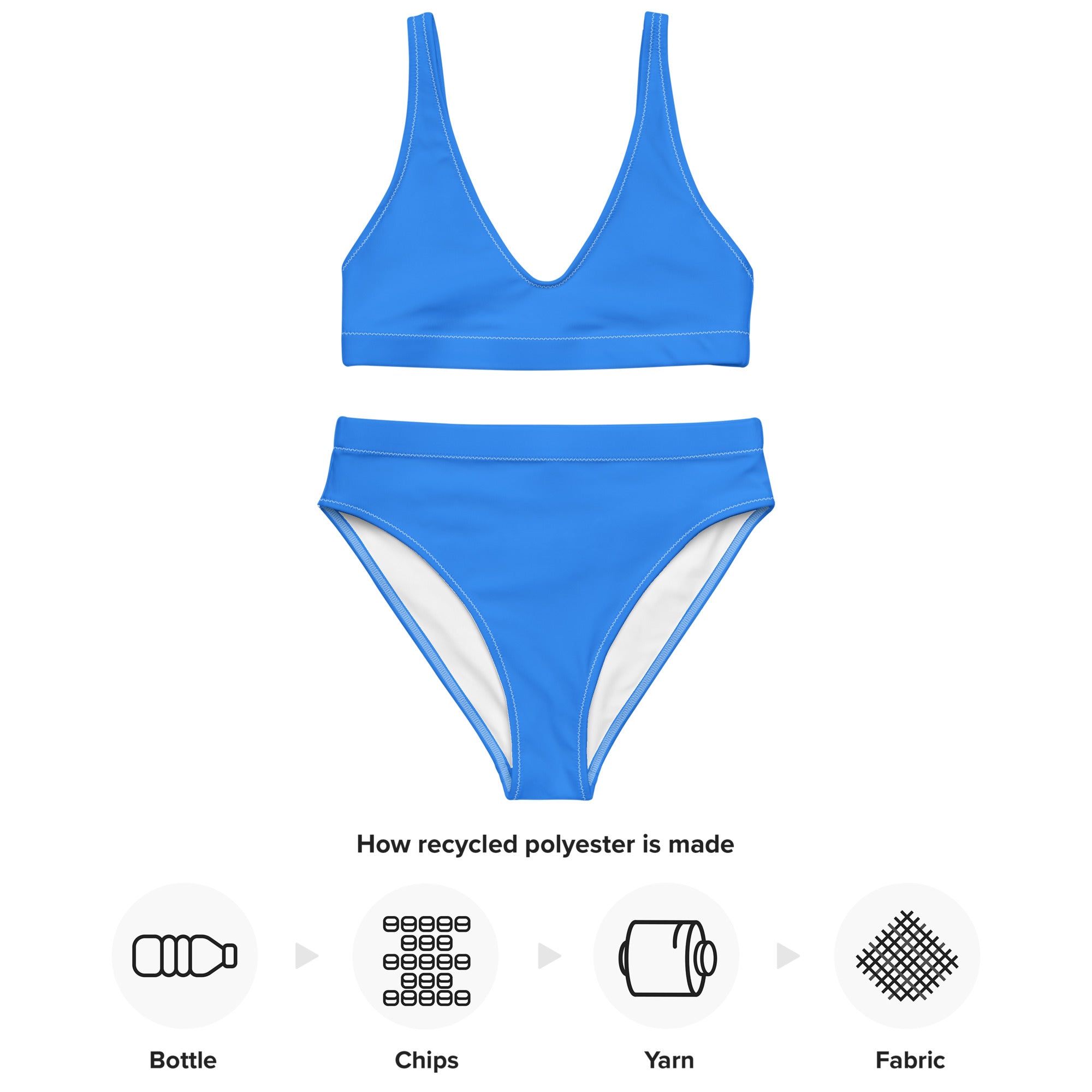 Women's Blue Padded Recycled Bikini - Quick Drying Fabric With UPF 50+