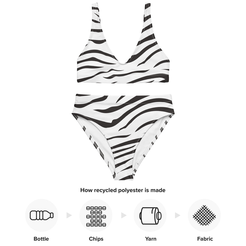 Women's Zebra Print Padded Recycled Bikini - Quick Drying Fabric With UPF 50+