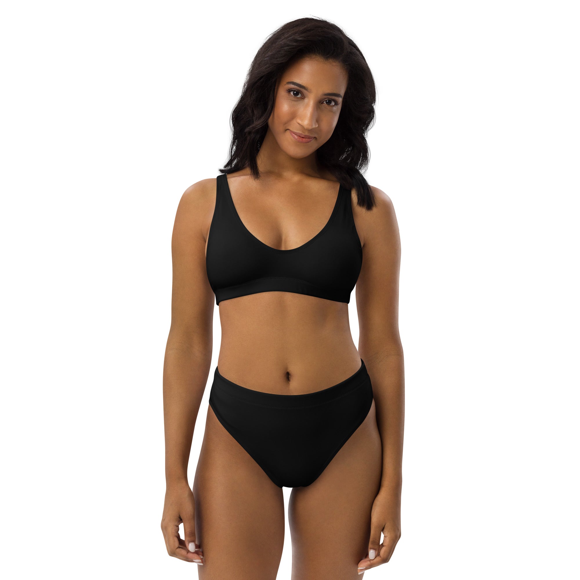 Women's Black Padded Recycled Bikini - Quick Drying Fabric With UPF 50+