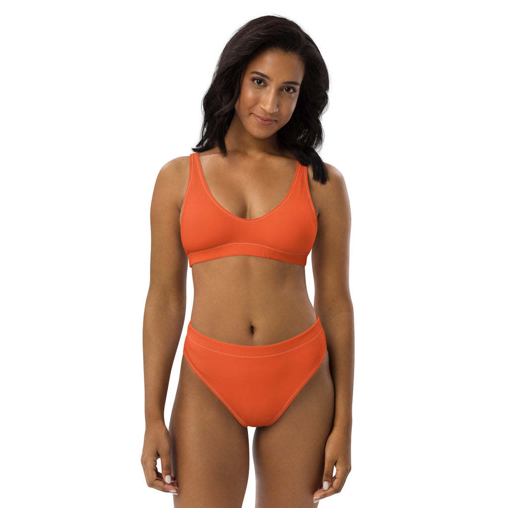 Women's Orange Padded Recycled Bikini - Quick Drying Fabric With UPF 50+