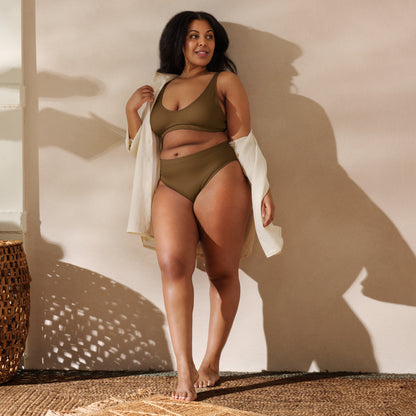 Women's Brown Padded Recycled Bikini - Quick Drying Fabric With UPF 50+