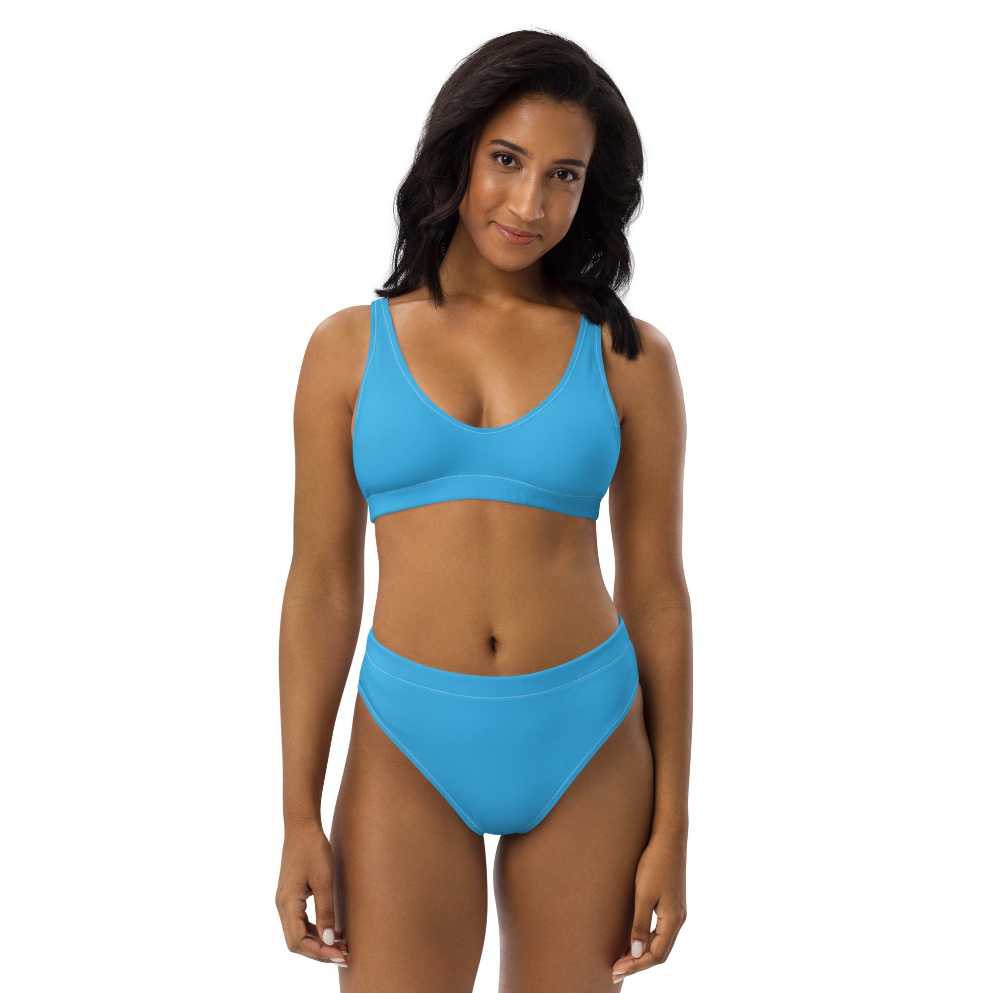 Women's Sky Blue Padded Recycled Bikini - Quick Drying Fabric With UPF 50+