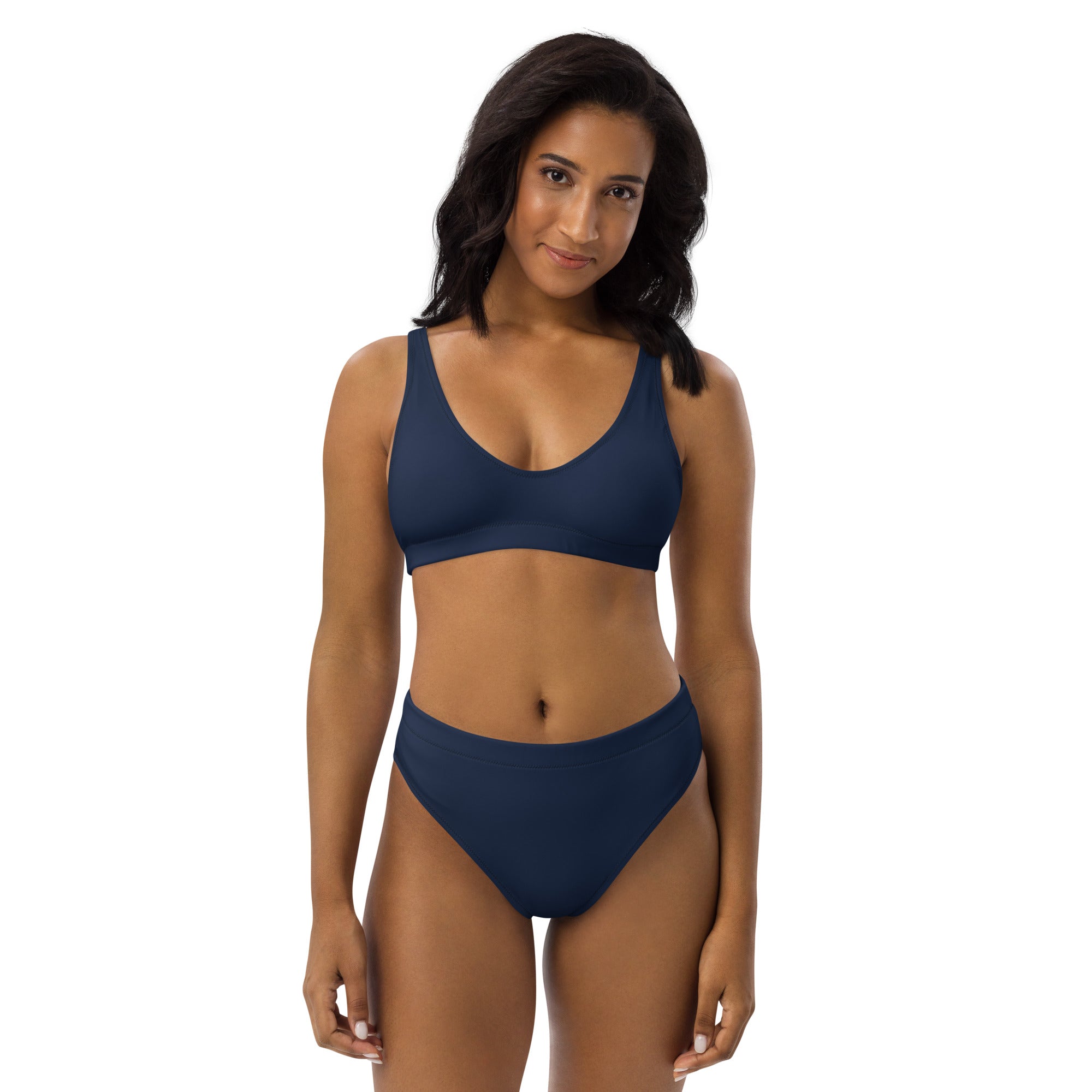 Women's Navy Blue Padded Recycled Bikini - Quick Drying Fabric With UPF 50+