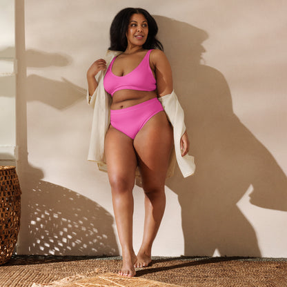Women's Hot Pink Padded Recycled Bikini - Quick Drying Fabric With UPF 50+