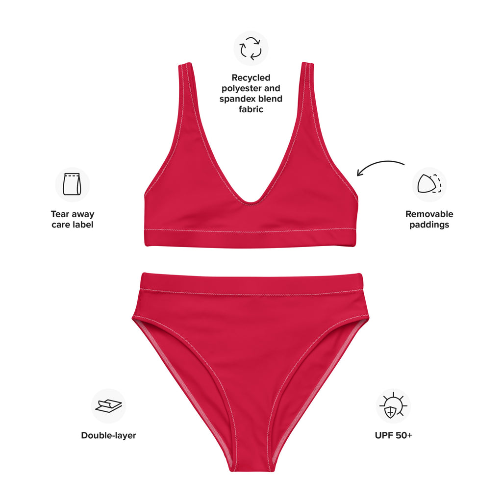 Women's Crimson Pink Padded Recycled Bikini - Quick Drying Fabric With UPF 50+