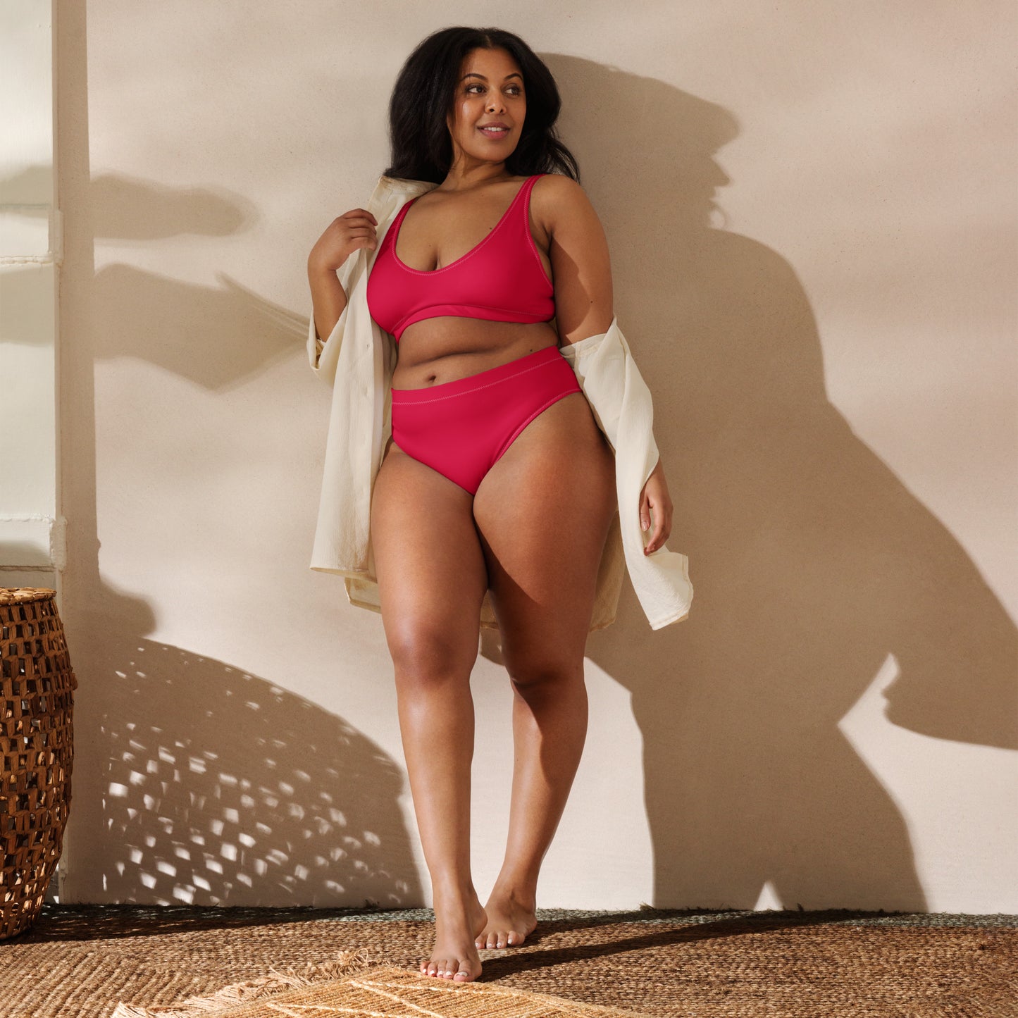 Women's Crimson Pink Padded Recycled Bikini - Quick Drying Fabric With UPF 50+