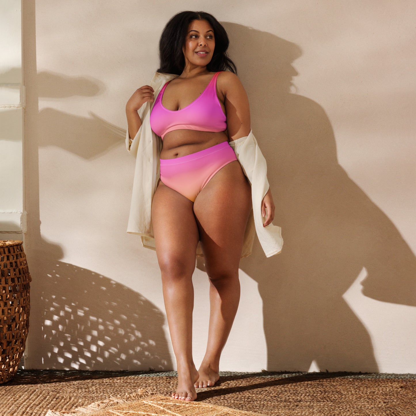 Women's Sunset Ombre Padded Recycled Bikini - Quick Drying Fabric With UPF 50+