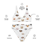 Women's Dog Face Padded Recycled Bikini - Quick Drying Fabric With UPF 50+