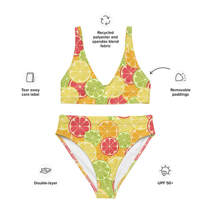 Women's Citrus Fruit Padded Recycled Bikini - Quick Drying Fabric With UPF 50+