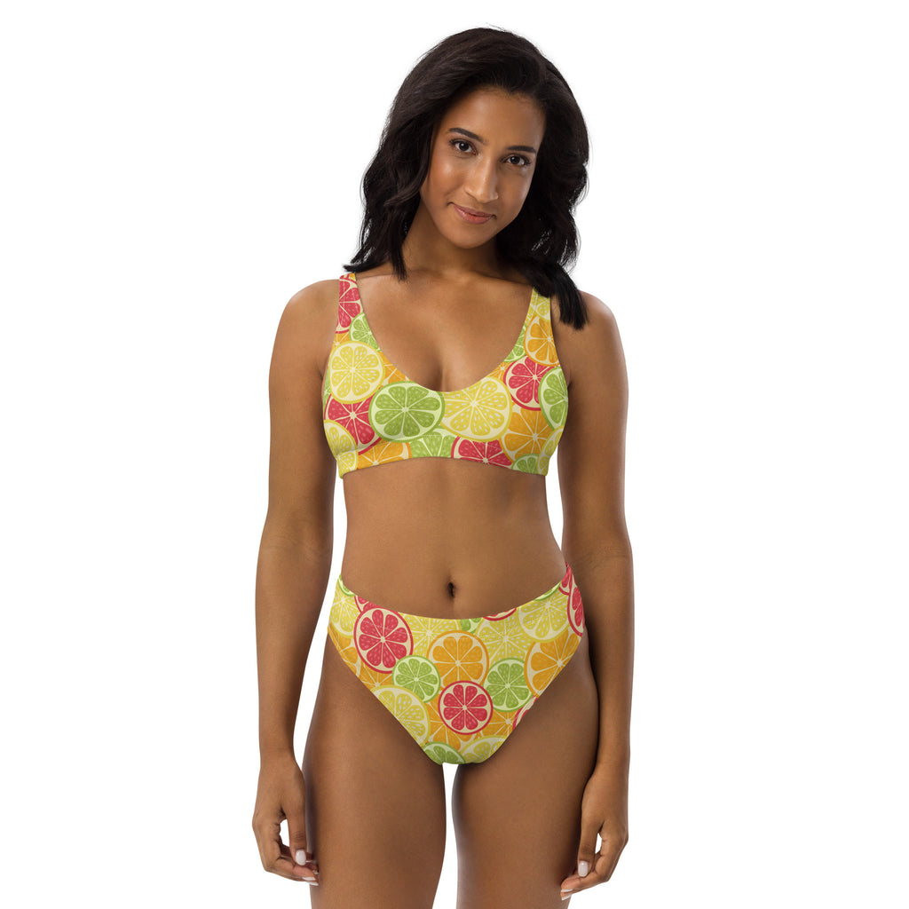 Women's Citrus Fruit Padded Recycled Bikini - Quick Drying Fabric With UPF 50+