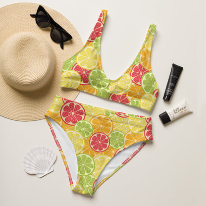 Women's Citrus Fruit Padded Recycled Bikini - Quick Drying Fabric With UPF 50+