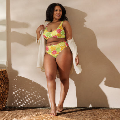 Women's Citrus Fruit Padded Recycled Bikini - Quick Drying Fabric With UPF 50+