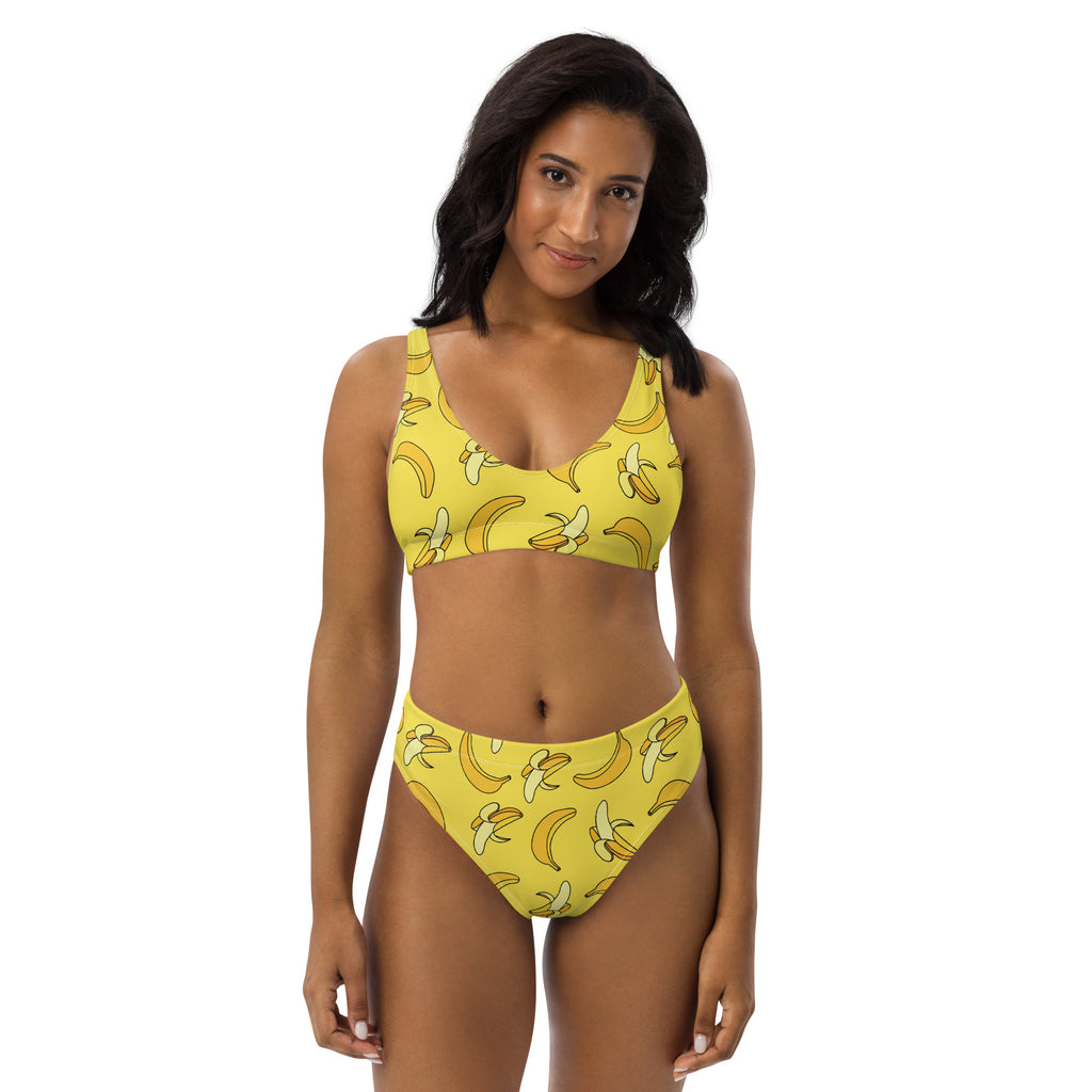 Women's Yellow Banana Padded Recycled Bikini - Quick Drying Fabric With UPF 50+
