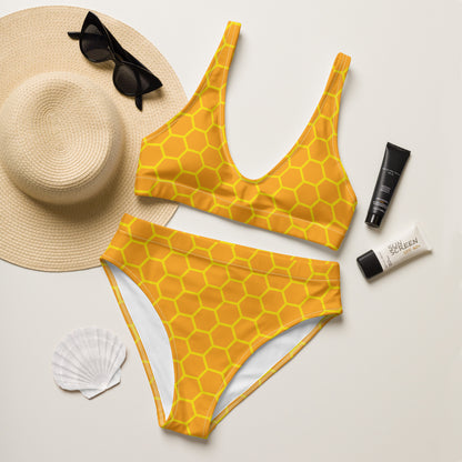 Women's Honeycomb Padded Recycled Bikini - Quick Drying Fabric With UPF 50+