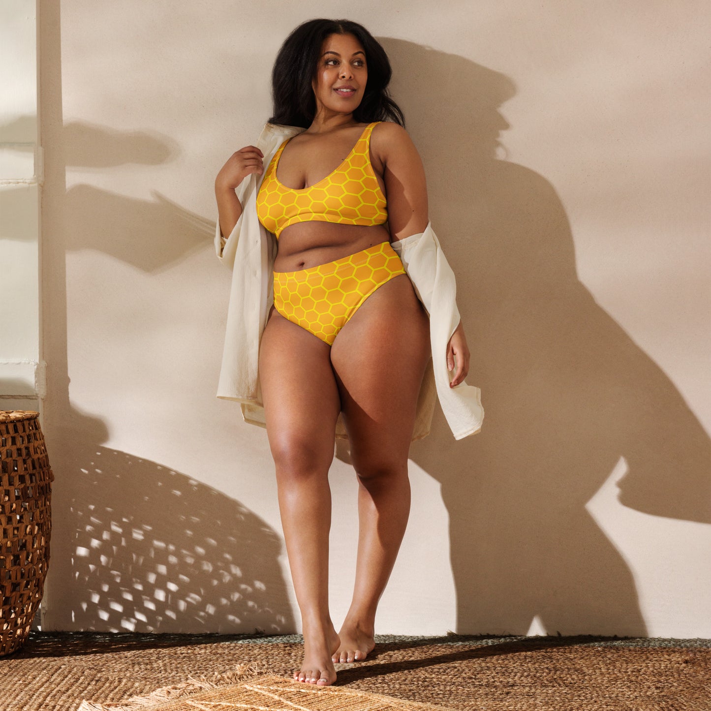 Women's Honeycomb Padded Recycled Bikini - Quick Drying Fabric With UPF 50+