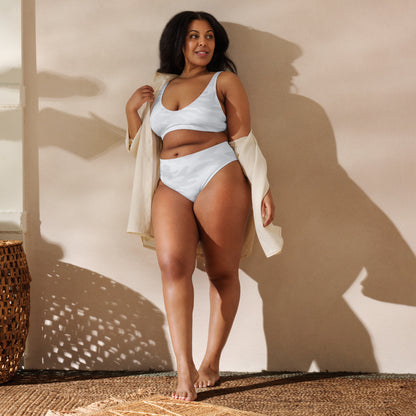 Women's White Camouflage Padded Recycled Bikini - Quick Drying Fabric With UPF 50+
