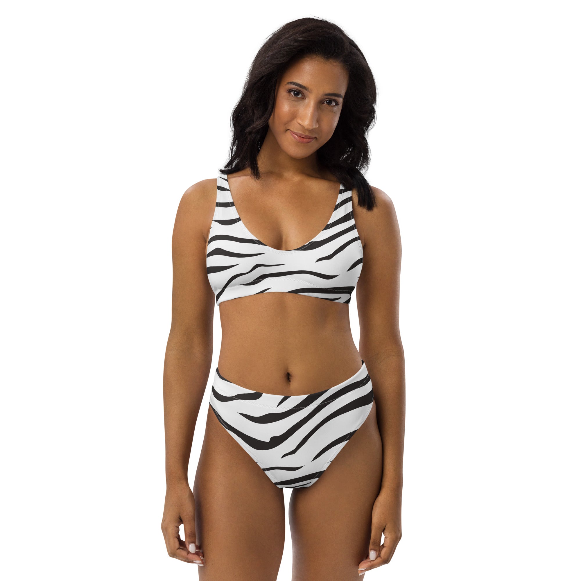 Women's Zebra Print Padded Recycled Bikini - Quick Drying Fabric With UPF 50+