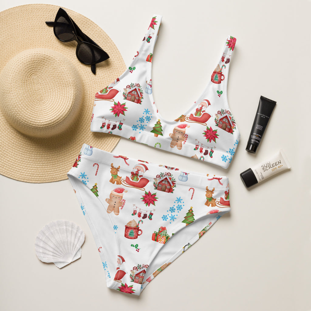 Women's Christmas Recycled Bikini - Quick Drying Fabric With UPF 50+