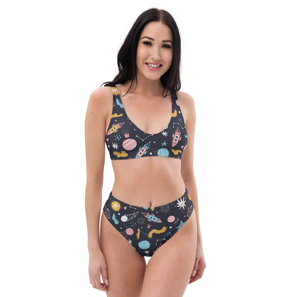 Women's Outer Space Recycled Bikini - Removable Padding, Buttery Soft Quick-Drying UPF 50+ Fabric