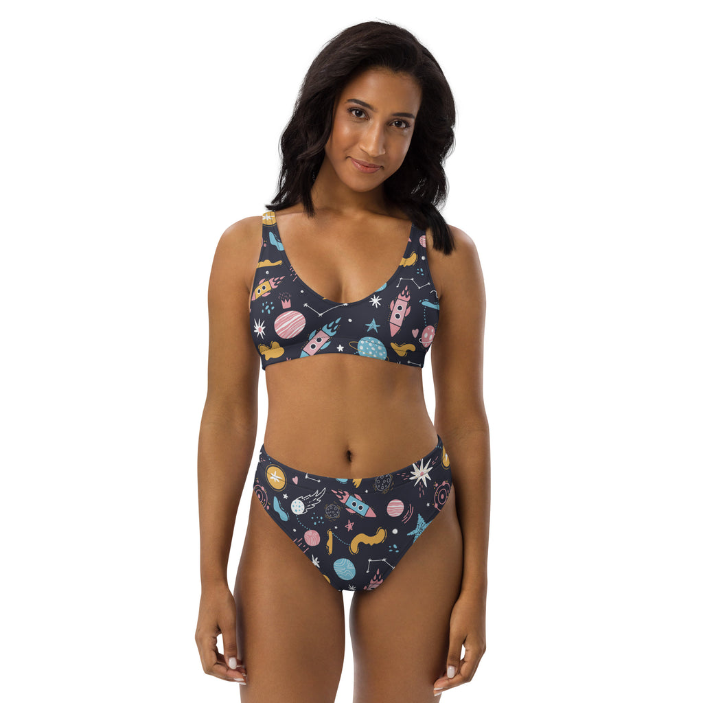 Women's Outer Space Recycled Bikini - Removable Padding, Buttery Soft Quick-Drying UPF 50+ Fabric