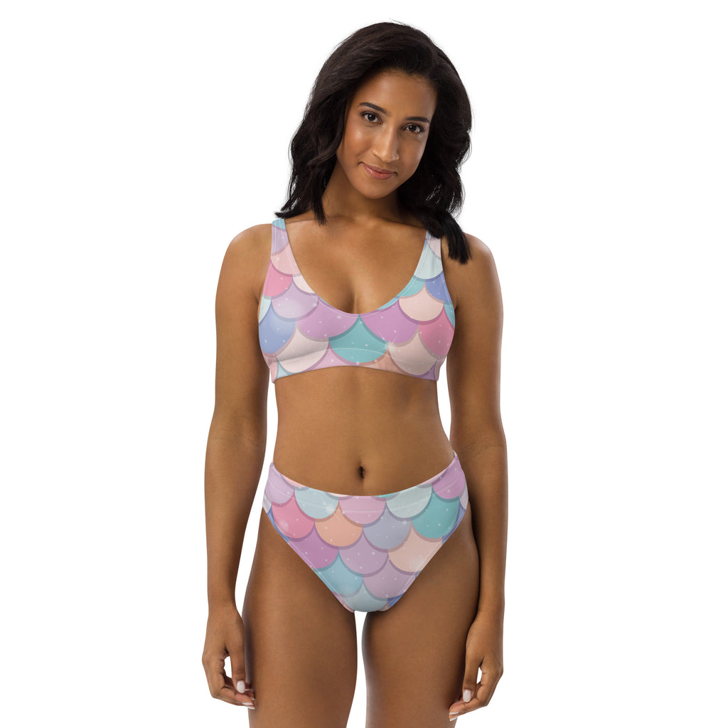 Women's Rainbow Mermaid Recycled Bikini - Removable Padding, Buttery Soft Quick-Drying UPF 50+ Fabric