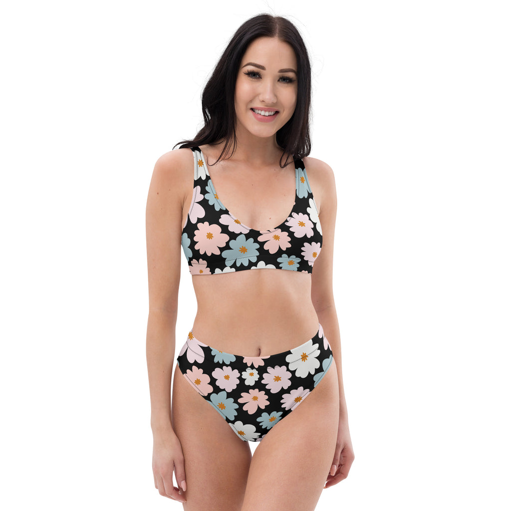 Women's Retro Floral Recycled Bikini - Removable Padding, Buttery Soft Quick-Drying UPF 50+ Fabric