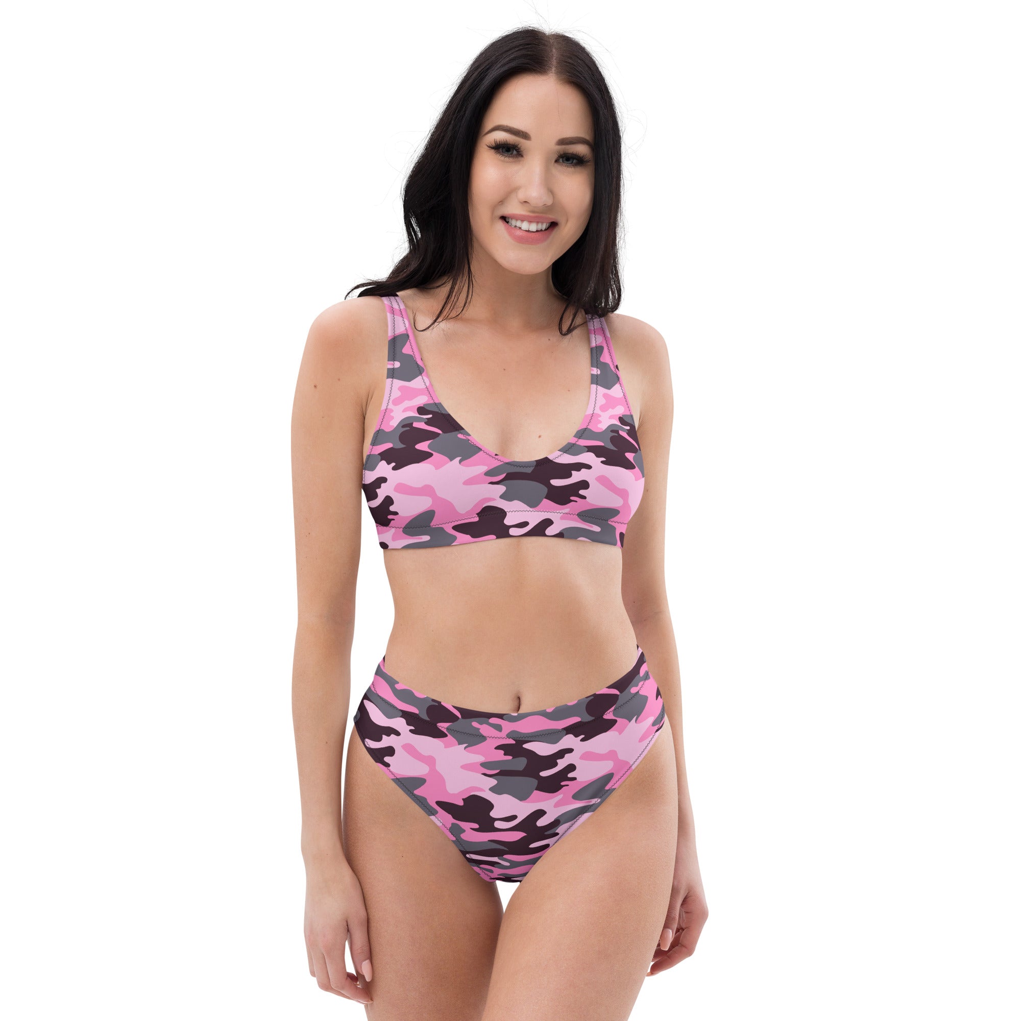 Women's Pink Camouflage Recycled Bikini - Removable Padding, Buttery Soft Quick-Drying UPF 50+ Fabric